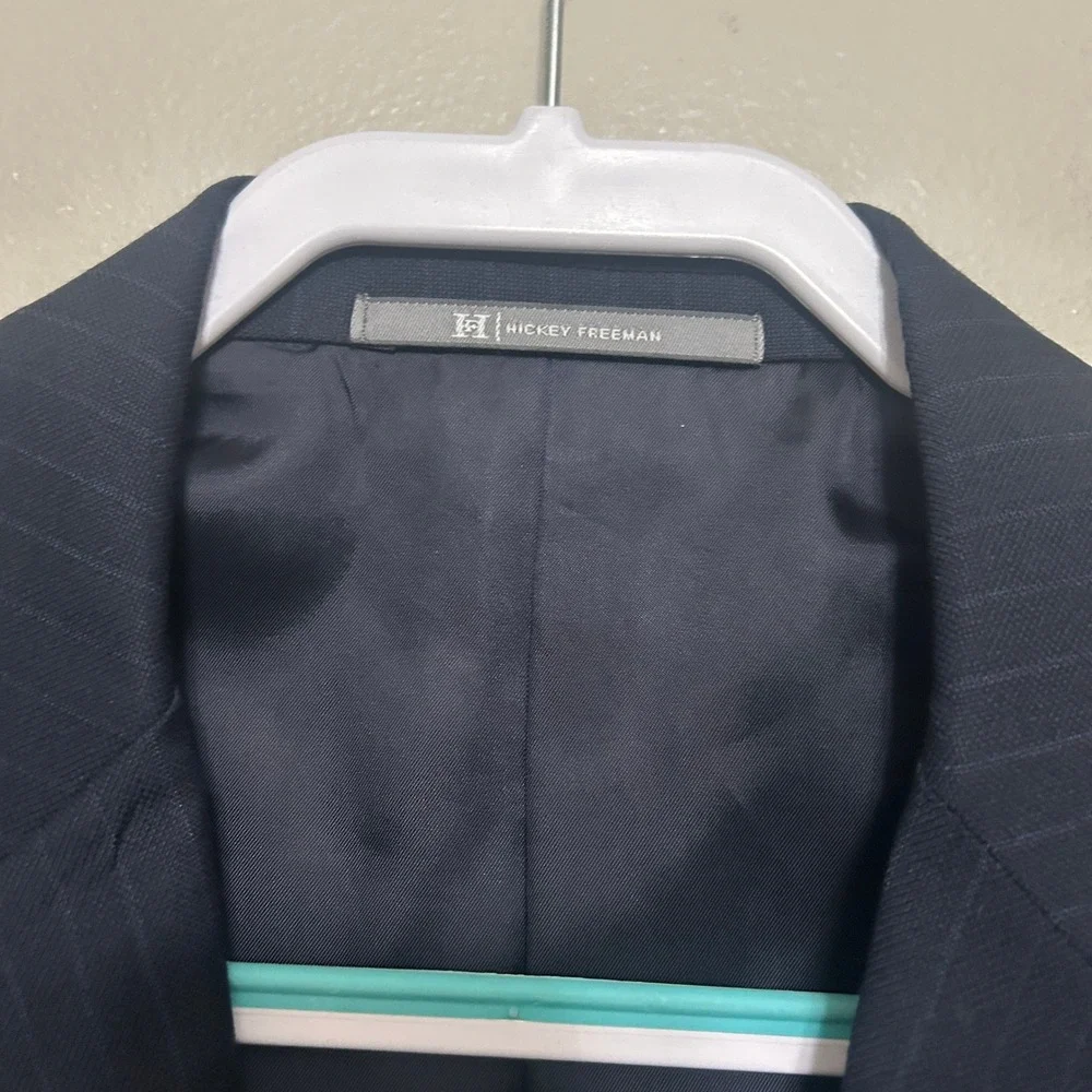Loro Piana Hickey Freeman Blazer Mens 42 Long Navy Blue Pinstripe Wool Madison